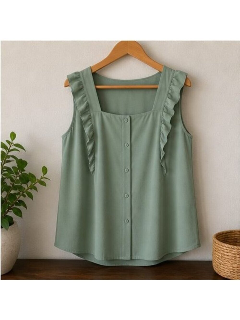 Sage Ruffle Blouse